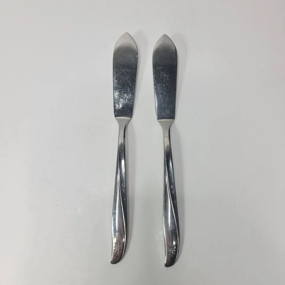 Oneida Community Stainless Flatware Twin Star Set of 2 Master Butter Spreaders